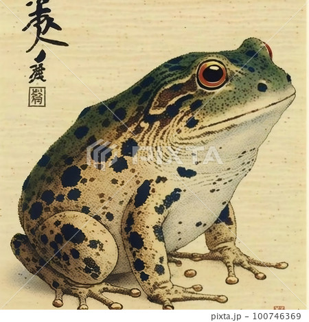 浮世絵で書かれた蛙のイラスト素材 [100746369] - PIXTA