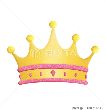 Queen Crown Pink Gold Glitter party illustration isolated Clipart 100746515