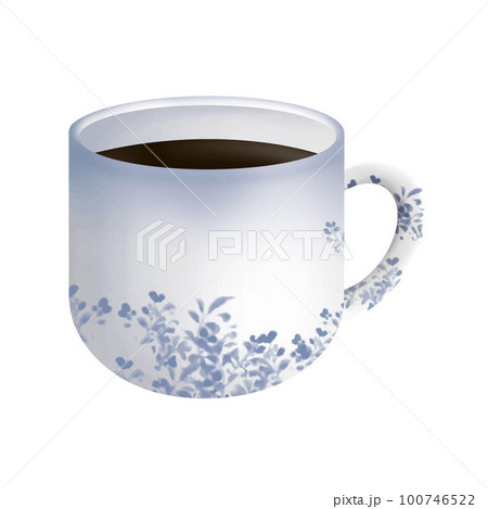 Spring Winter Hot Cocoa White Blue Ceramic Cup Clipart 100746522