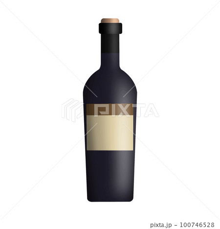 Wine bottle with blank label party illustration isolated on white background. 100746528