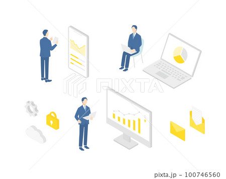 様々なビジネスシーンのアイソメトリックセット 100746560