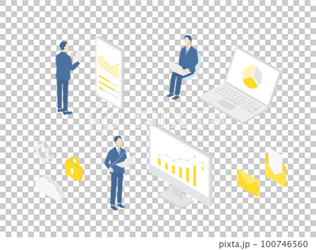 様々なビジネスシーンのアイソメトリックセット 100746560