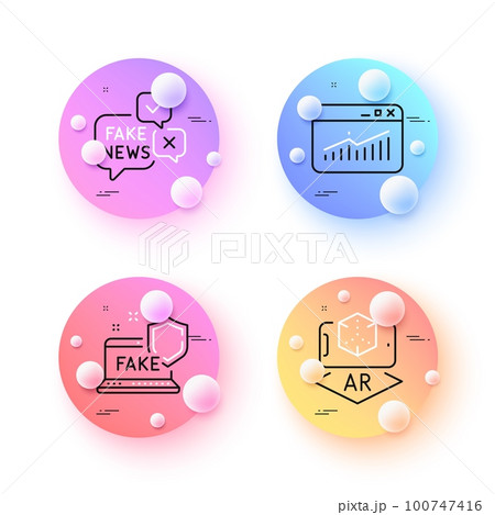 Website statistics, Fake news and Fake internet minimal line icons. 3d spheres or balls buttons. Augmented reality icons. For web, application, printing. Vector Website statistics, Fake news and Fake internet minimal line icons. 3d spheres or balls buttons. Augmented reality icons. For web, application, printing. Vector 100747416