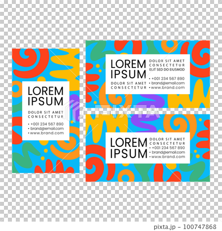 VECTOR BUSINESS CARD Childish Doodle Shape Bright Templates Minimal Hand Drawn Figures Contemporary Style African Design Modern Contact Method Of Client People 100747868
