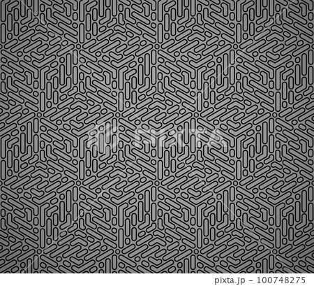 Abstract geometric pattern with stripes, lines. Seamless vector background. Black and gray ornament. Simple lattice graphic design Abstract geometric pattern with stripes, lines. Seamless vector background. Black and gray ornament. Simple lattice graphic design 100748275