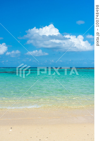 【鹿児島県】奄美大島　土盛海岸の青い海と青い空 100748498