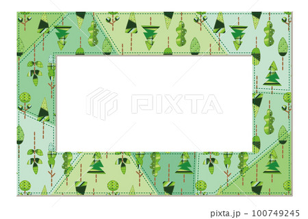 パッチワーク風生地の木のパターン柄 グリーン フレーム パッチワーク風生地の木のパターン柄 グリーン フレーム 100749245