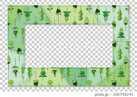 パッチワーク風生地の木のパターン柄 グリーン フレーム パッチワーク風生地の木のパターン柄 グリーン フレーム 100749245