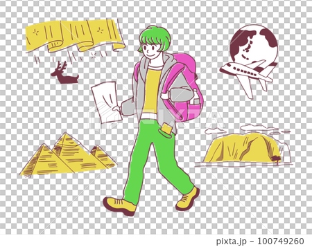 旅行：一位女士環遊世界著名景點的插圖集 100749260
