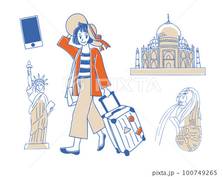 旅行のイラストセット 100749265