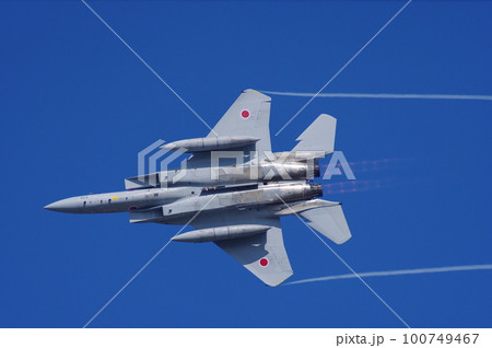 航空祭で機動飛行を行う航空自衛隊のF-15 100749467