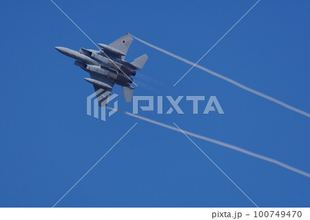 航空祭で機動飛行を行う航空自衛隊のF-15 100749470