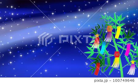 水彩風の美しい七夕背景壁紙イラスト 水彩風の美しい七夕背景壁紙イラスト 100749646