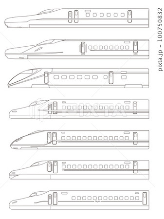 新幹線の7車両の線画セット 新幹線の7車両の線画セット 100750832