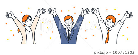 プロジェクトが成功した会社員のシンプルなベクターイラスト素材 100751302