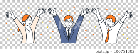 プロジェクトが成功した会社員のシンプルなベクターイラスト素材 100751302