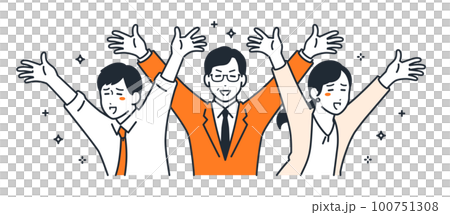Simple vector illustration material of a business person who spreads both hands and banzai 100751308
