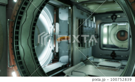 marinated pickled cucumber floating in internation space station 100752839