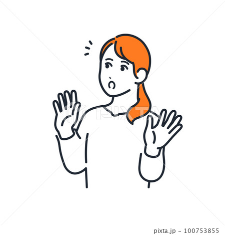 びっくりする若い女性のシンプルなベクターイラスト素材 100753855