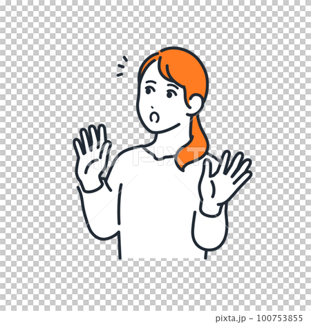 びっくりする若い女性のシンプルなベクターイラスト素材 100753855