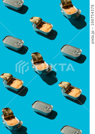 Pattern with salmon in a tin 100754378