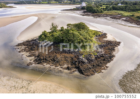 Aerial view of the island in Sheephaven Bay in Creeslough - County Donegal, Ireland Aerial view of the island in Sheephaven Bay in Creeslough - County Donegal, Ireland 100755552