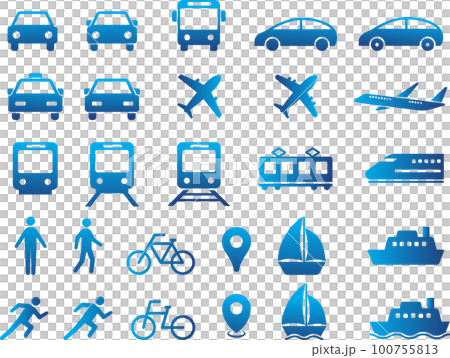 Vector gradient transportation icon set Vector gradient transportation icon set 100755813
