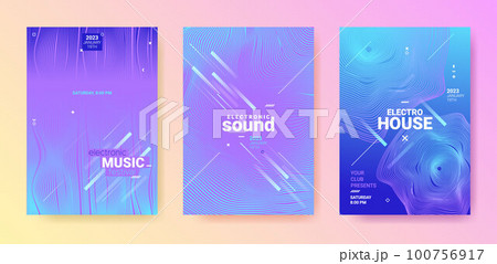 Dance Music Flyer. Electronic Party Poster. Abstract Dj Background. 100756917
