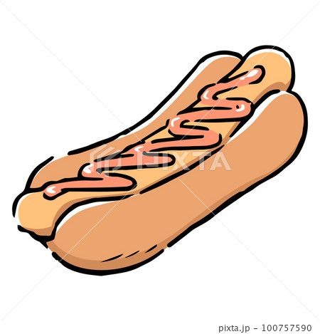 手描きのホットドック 手描きのホットドック 100757590