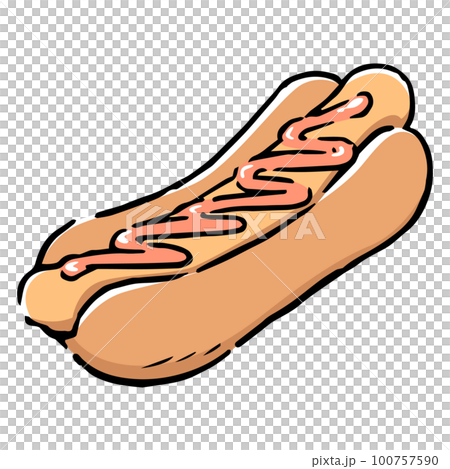 手描きのホットドック 手描きのホットドック 100757590