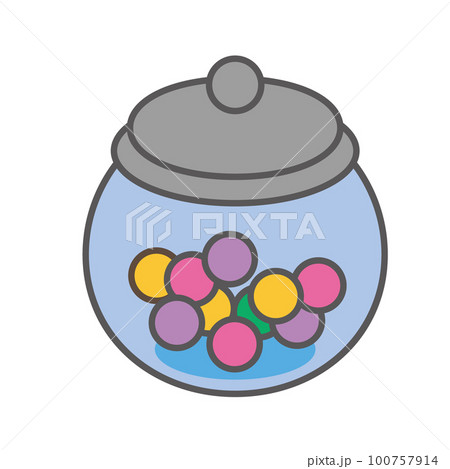 丸いガラス瓶に入ったガムのイラスト 100757914