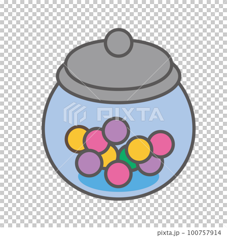 丸いガラス瓶に入ったガムのイラスト 100757914