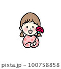 母の日にお母さんへカーネーションのプレゼントを贈る女の子 100758858