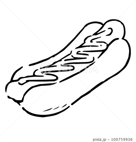手描きのホットドック 白黒のイラスト素材 [100759936] - PIXTA