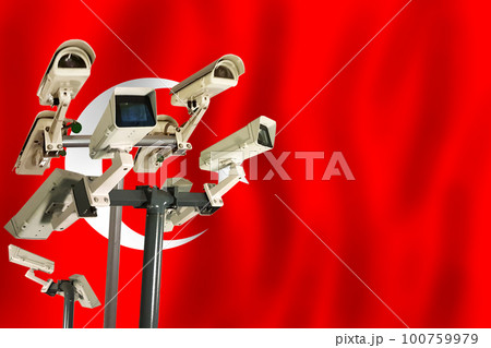 Turkish CCTV camera on the flag of Turkey Surveillance Turkish CCTV camera on the flag of Turkey Surveillance 100759979