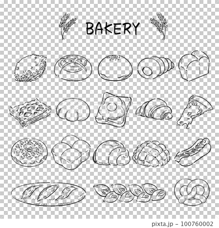 Hand drawn cute bread illustration set 100760002