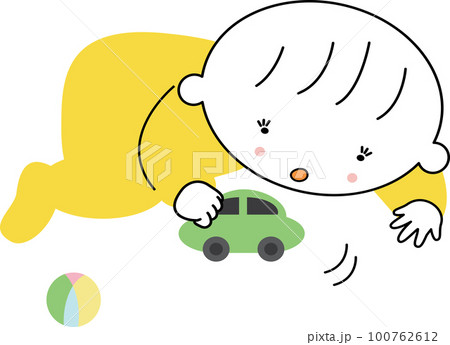 車の玩具で遊ぶ赤ちゃん 100762612