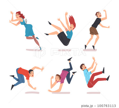 People Falling Down Stumbling and Slipping Vector Set 100763113