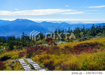 苗場山 草紅葉の百名山登山 新潟 9月 苗場山 草紅葉の百名山登山 新潟 9月 100763786