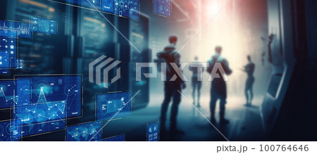 データセンターと管理者 バナー・広告向け横長ビジュアル データセンターと管理者 バナー・広告向け横長ビジュアル 100764646