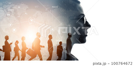 ビジネスとチームワーク　バナー・広告向け横長ビジュアル 100764672