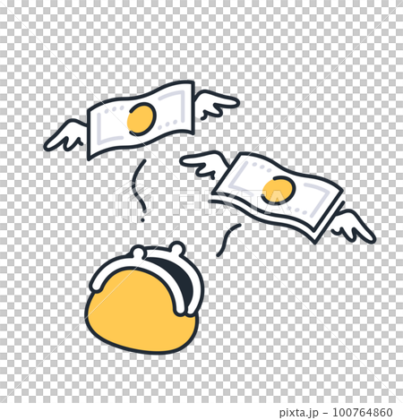 A simple vector icon illustration material in which money flies out of a coin purse A simple vector icon illustration material in which money flies out of a coin purse 100764860