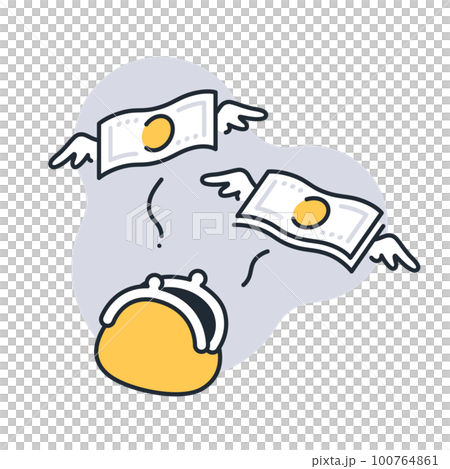 財布からお札が飛んで無くなるシンプルなベクターアイコンイラスト素材 100764861