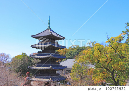 名古屋市、八事山興正寺五重塔の風景 100765922