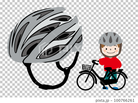 Illustration to enlighten the wearing of a bicycle helmet 100766261