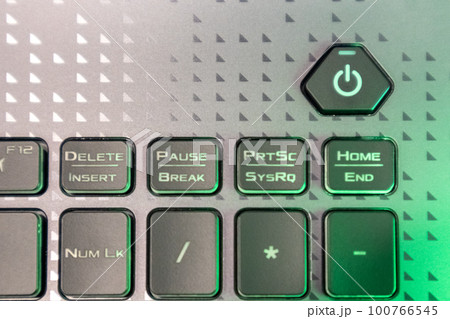Keys with illumination, notebook keyboard close-up 100766545