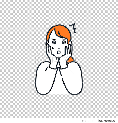 一個震驚的年輕女子的簡單矢量插圖素材 100766630