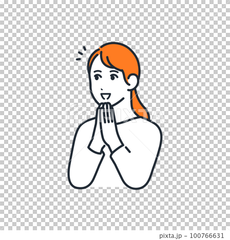 A simple vector illustration material of a young woman who admires 100766631