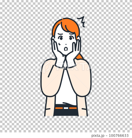 ショックを受ける若いスーツの女性のシンプルなベクターイラスト素材 ショックを受ける若いスーツの女性のシンプルなベクターイラスト素材 100766633