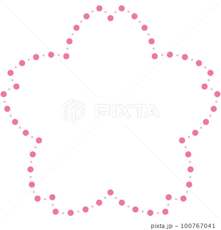 ドットラインの桜フレームのイラスト(ピンク) ドットラインの桜フレームのイラスト(ピンク) 100767041